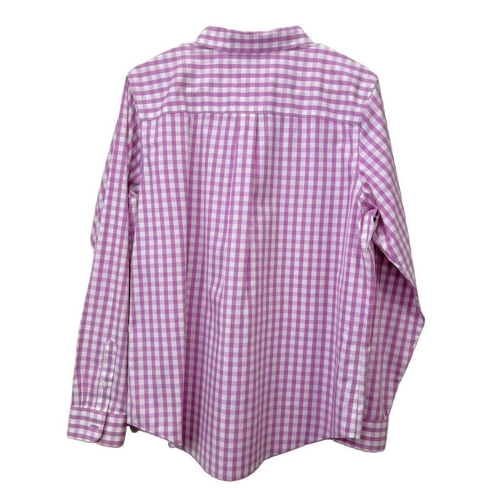 LL Bean Gingham Long Sleeve Wrinkle Free Pinpoint Oxford Button Shirt LARGE - Picture 5 of 10